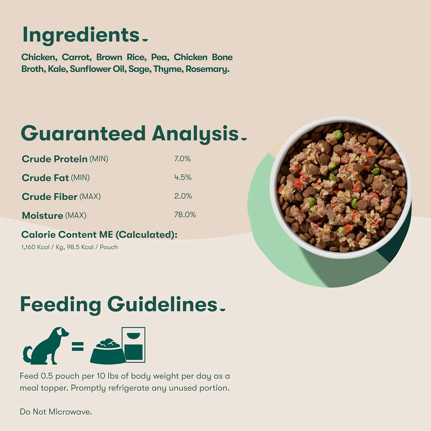 Jinx Chicken Grain-Free Wet Dog Food Toppers, No Fillers, Small & Large Breed Puppy & Senior Dogs, 3-oz Pouches, case of 8 Count