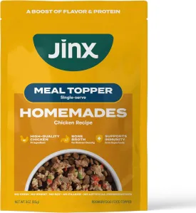 Jinx Chicken Grain-Free Wet Dog Food Toppers, No Fillers, Small & Large Breed Puppy & Senior Dogs, 3-oz Pouches, case of 8 Count