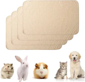 kathson Guinea Pig Cage Liner, 4 Pack Bedding Pads Washable Absorbent Reusable Waterproof Mats for Guinea Pig Rabbit Bunny Hamster Cat Puppy Small Animals