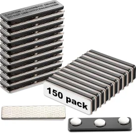 Kigeli 150 Packs Name Badge Magnets Bulk, Magnetic Name Tag Holders with 3 Neodymium Plate for Office, Hotel, Trade Event, Uniform Jackets (Black)