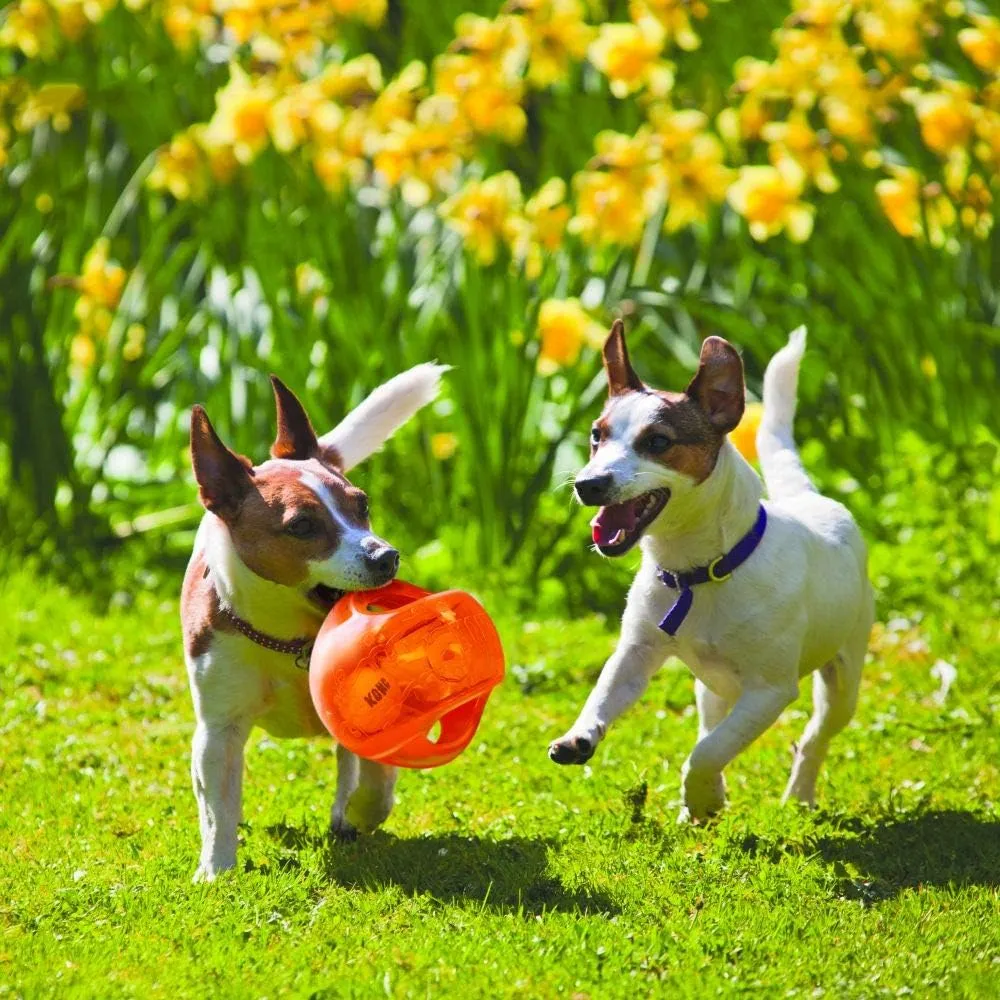 KONG Jumbler Ball - Interactive Toy for Dog & Puppy Playtime - Fetch Toy with Tennis Ball - Dog Supplies for Engaging Play - for Medium/Large Dogs - Assorted Colors
