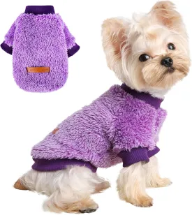 Kosiyi Dog Sweaters for Small Dogs Girl Boy, Puppy Clothes Chihuahua Teacup Yorkie Fleece Sweaters Spring Winter Warm Sweater Tiny Dog Outfits Pet Clothes Cat Sweater (Purple, XX-Small)
