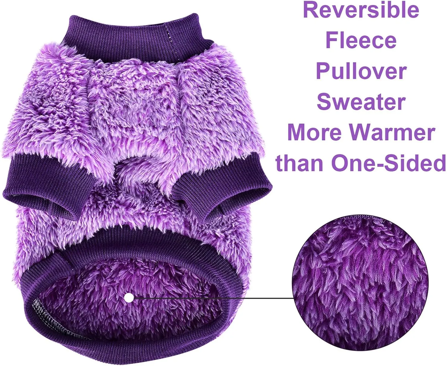 Kosiyi Dog Sweaters for Small Dogs Girl Boy, Puppy Clothes Chihuahua Teacup Yorkie Fleece Sweaters Spring Winter Warm Sweater Tiny Dog Outfits Pet Clothes Cat Sweater (Purple, XX-Small)