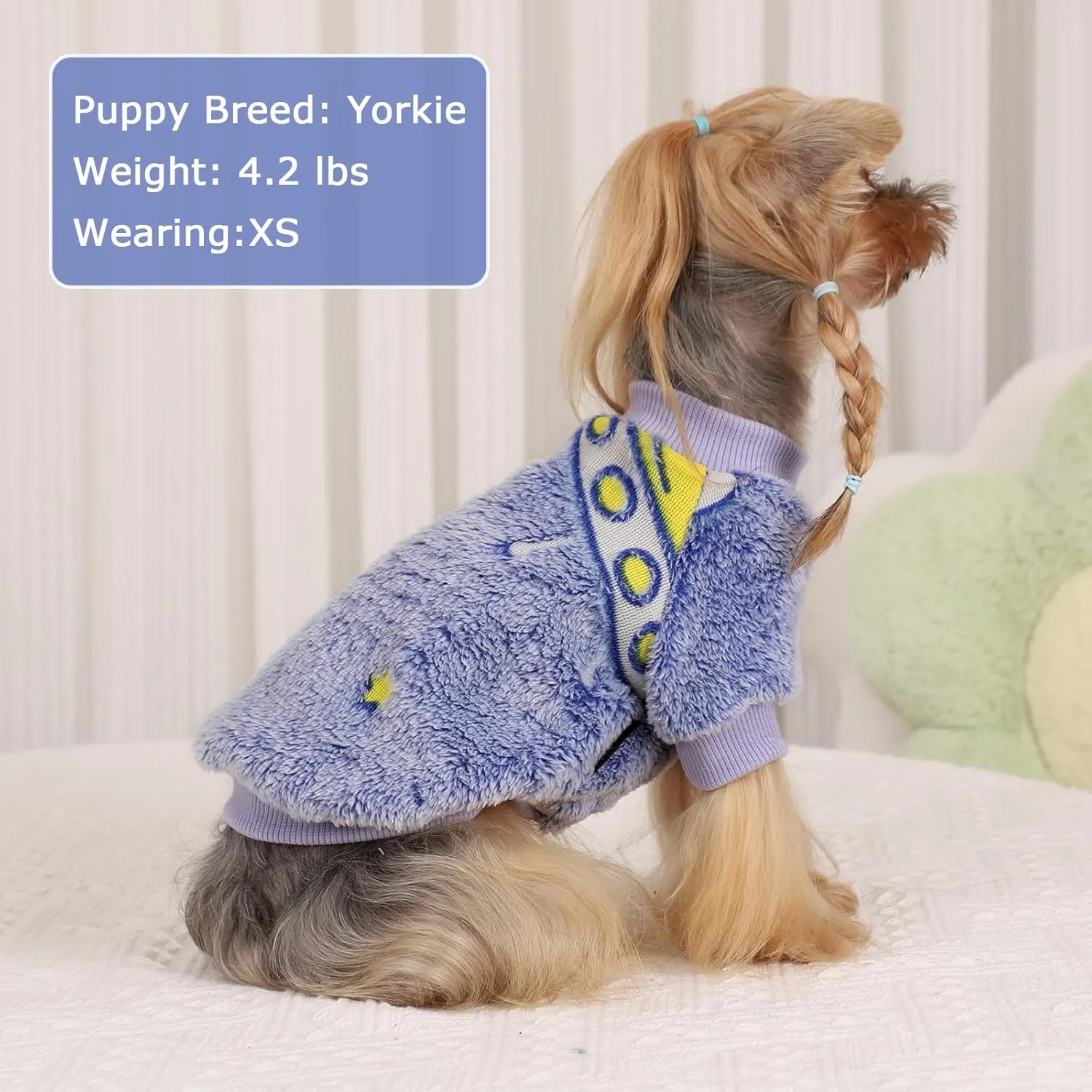 Kosiyi Small Dog Sweater Night Glow Fleece Clothes for Girl Boy, Warm Pullover Sweatshirt, Winter Pet Coat Jacket Cat Costume, Female Male Puppy Outfit