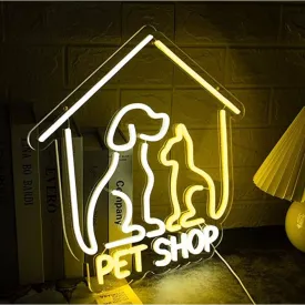 Lovely Vivid Bright Pet Shop Cat & Dog LED Night Light Room Wall Decoration