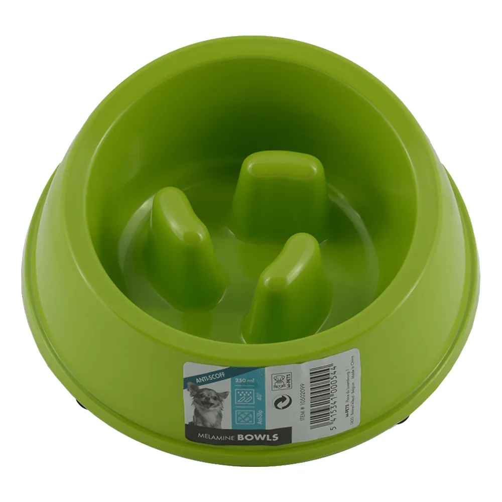 M-PETS Melamine High Back Slow Down Bowl Green