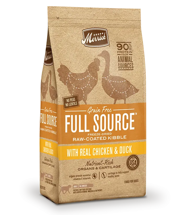 Merrick Full Source Grain Free Raw-Coated Kibble with Real Chicken & Duck Dry Dog Food