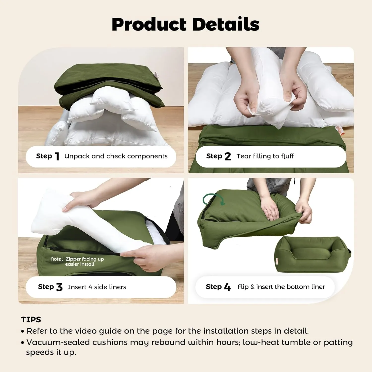 Miguel Waterproof Outdoor Dog Bed for Medium Small Dogs, Oxford Pet Bed Tough with Sides Easy Clean, All Weather Rectangle Puppy Bed with Removable Cover Bolster Bed Scratch Resistant 35 inches