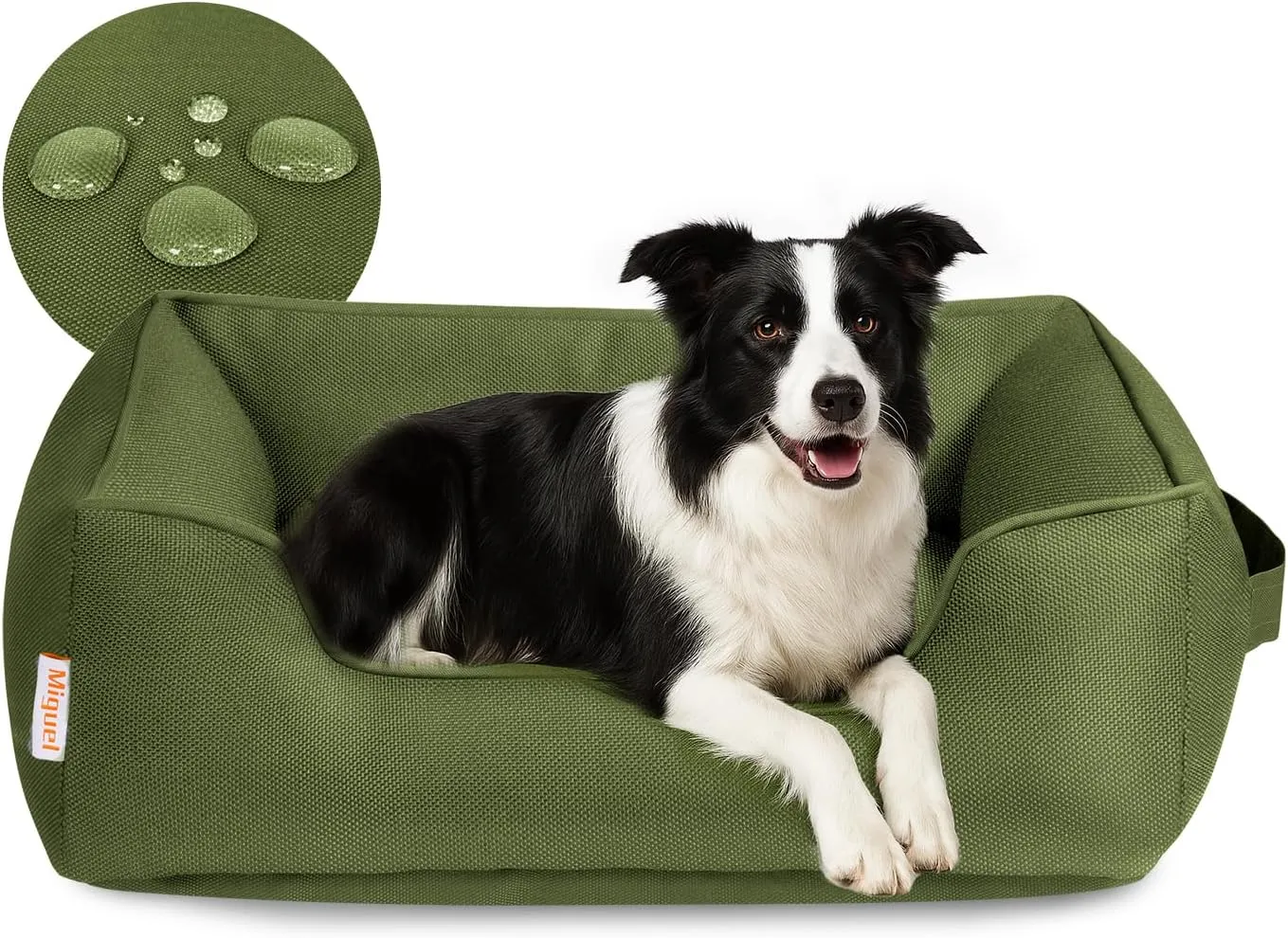 Miguel Waterproof Outdoor Dog Bed for Medium Small Dogs, Oxford Pet Bed Tough with Sides Easy Clean, All Weather Rectangle Puppy Bed with Removable Cover Bolster Bed Scratch Resistant 35 inches