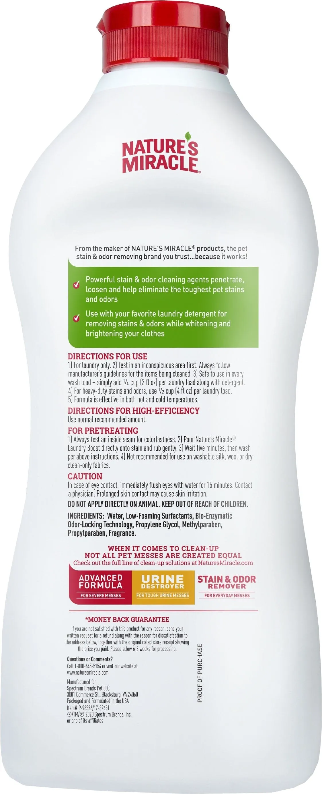 Nature's Mircale Laundry Boost Pet Stain Remover - 32 Oz