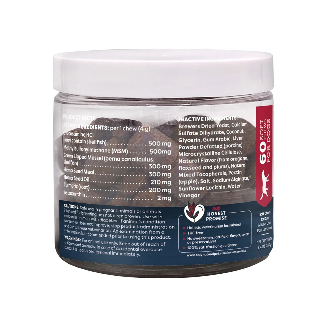 Only Natural Pet Hemp Advanced Hip & Joint Supplement for Dogs 60 Count