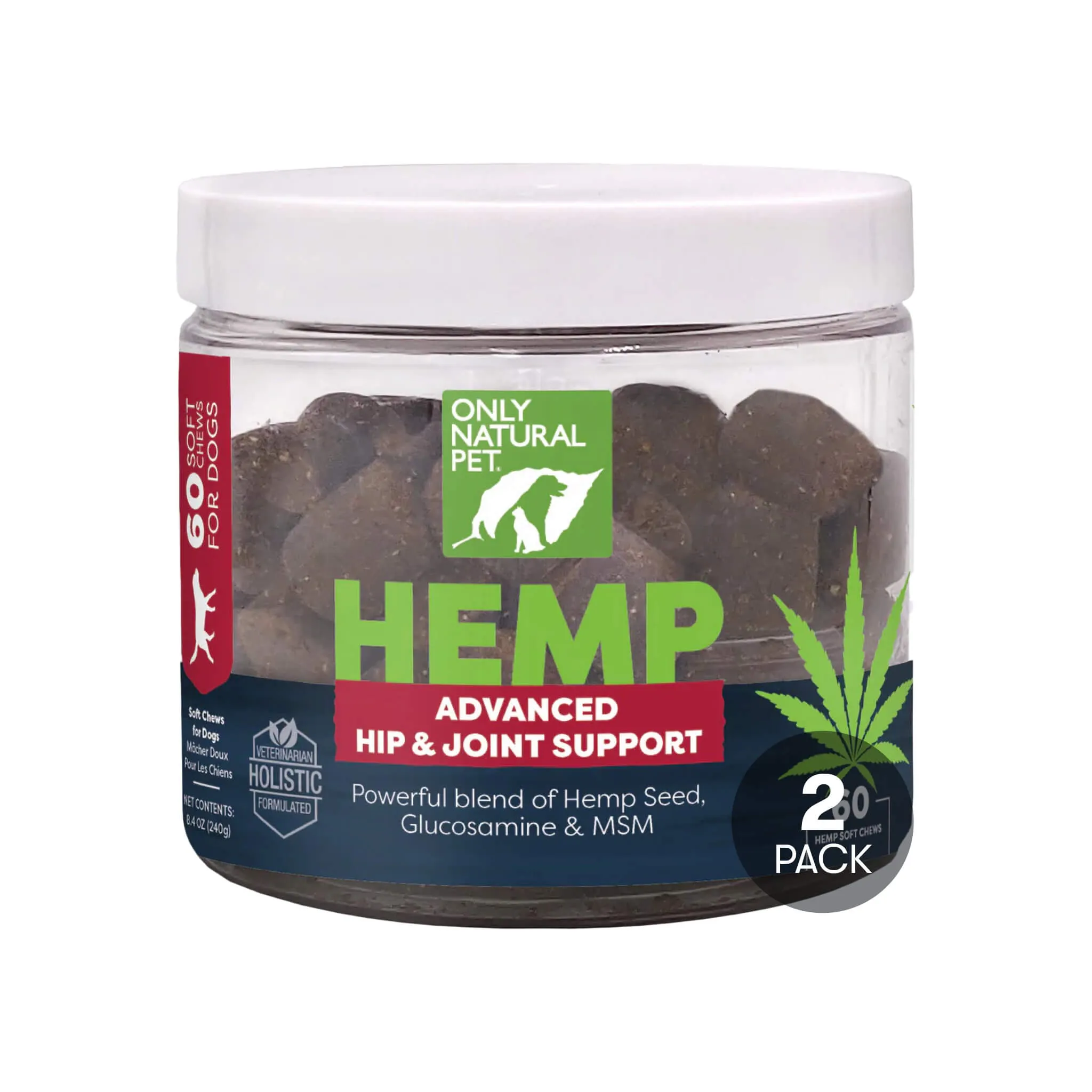 Only Natural Pet Hemp Advanced Hip & Joint Supplement for Dogs 60 Count