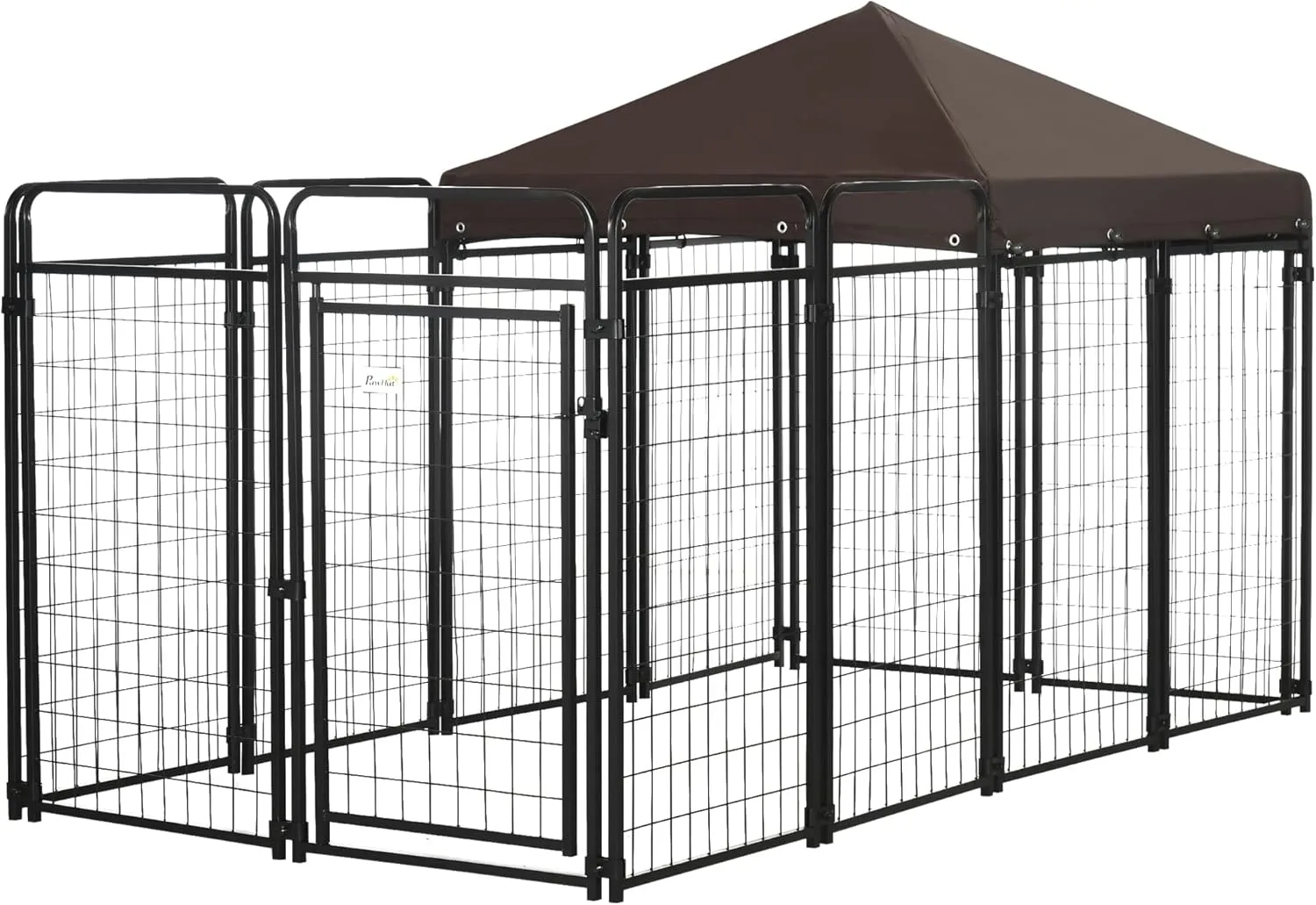 Outdoor Dog Kennel Heavy Duty Dog House with Canopy and Lockable Door, Metal Animal Hutch Outdoor Pet Pen Dog Enclosure Dog Playpen Dog Crate for Yard, 111" x 55.5" x 63.25"