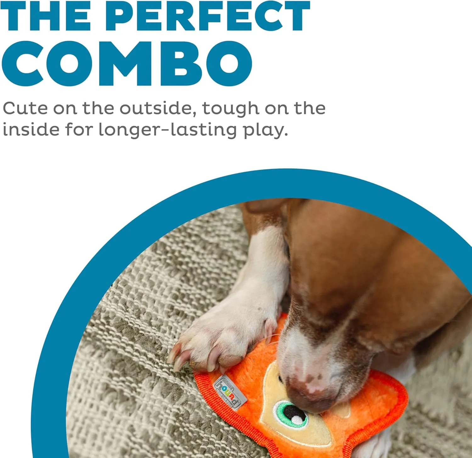 Outward Hound Durablez Minis Stuffing-Free Squeaky Interactive Dog Toy, Tough Plush, Fox, Orange, XS