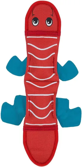 Outward Hound Fire Biterz Red Lizard Plush Firehose Material Interactive Dog Toy, Medium