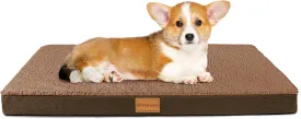 Patas Lague Orthopedic Dog Bed for Small Dogs, Soft Comfortable Waterproof Egg Crate Foam Small Pet Beds Mat with Removable Washable Cover, 20''X15'' Brown