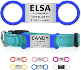 Personalized Dog and Cat Tag, Clear Without Noise, Stainless Steel Colored Cat Dog Name Collar Tag, Slide on Pet ID Tags, Engraved Tags Personalized for PetsSmall Blue