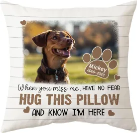 Personalized Pet Photo Memorial Pillow with Insert 12"x12" Double-Sided Printed Sympathy Gifts for Loss of Dog - Dog Remembrance Gifts -Custom Pet Memorial Gifts -Hug This Pillow Home Decor