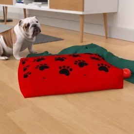 Pet Bed - Paws Red