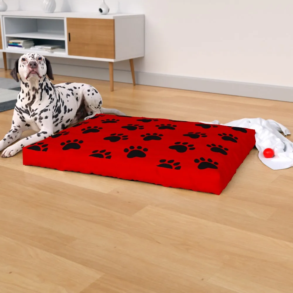 Pet Bed - Paws Red