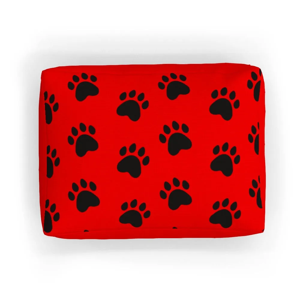 Pet Bed - Paws Red