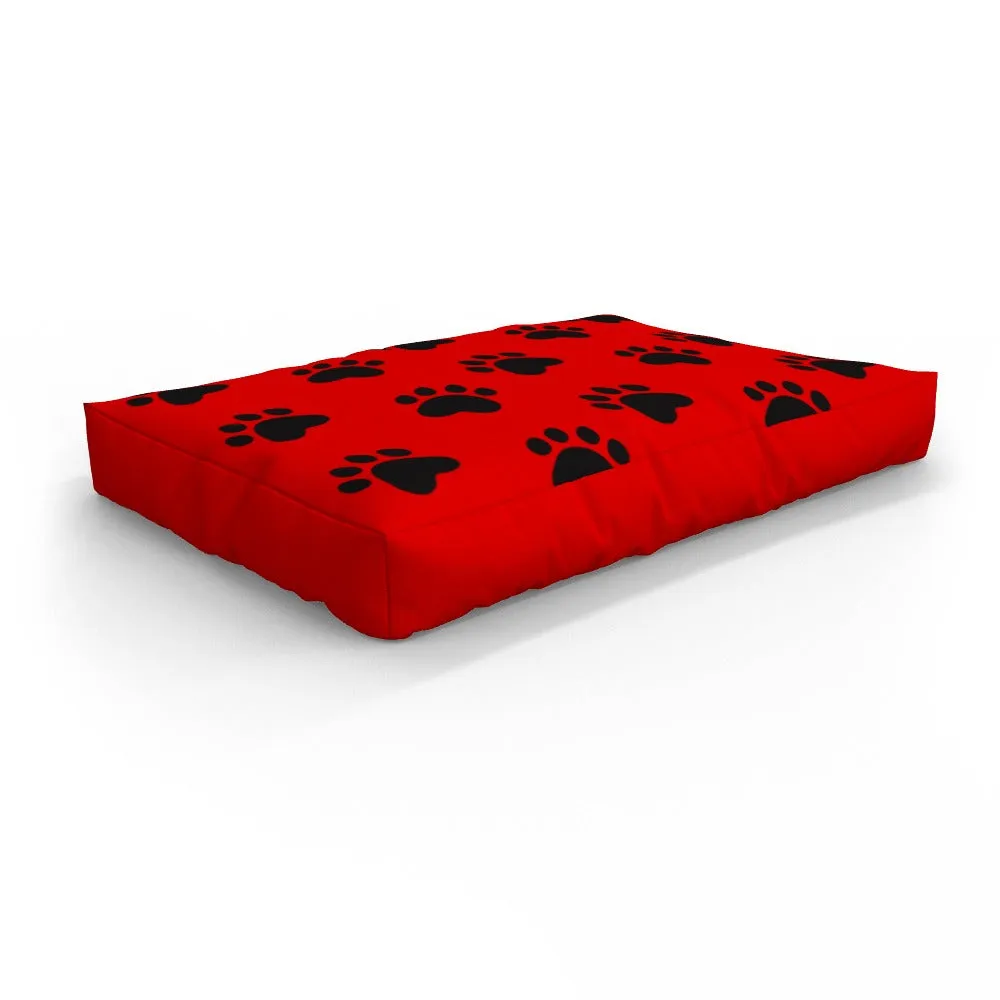 Pet Bed - Paws Red