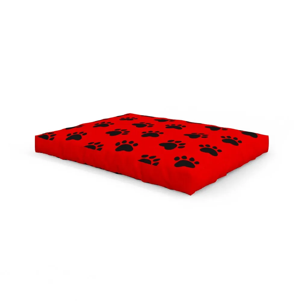 Pet Bed - Paws Red