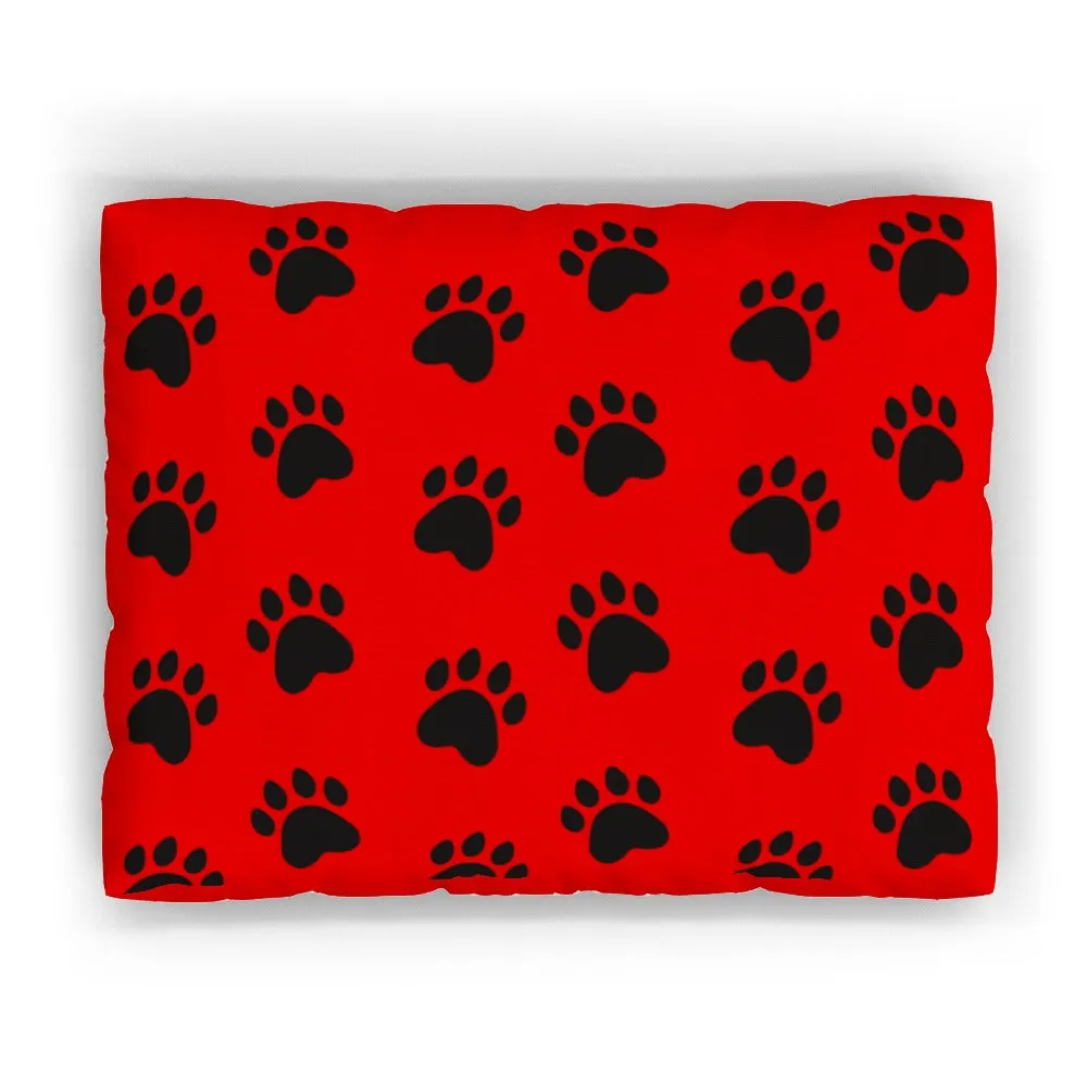 Pet Bed - Paws Red
