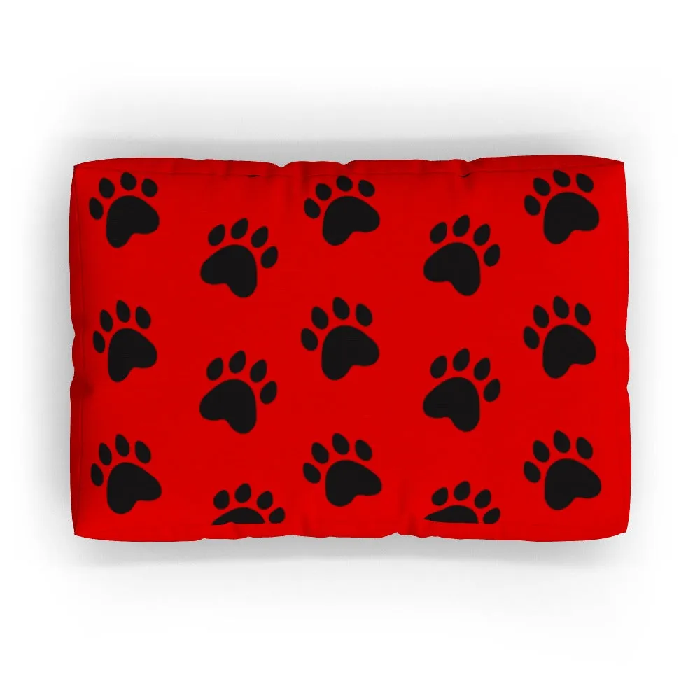 Pet Bed - Paws Red