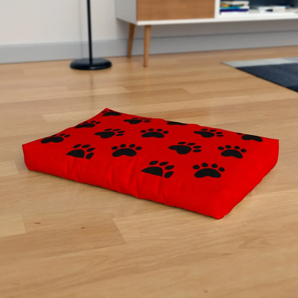 Pet Bed - Paws Red