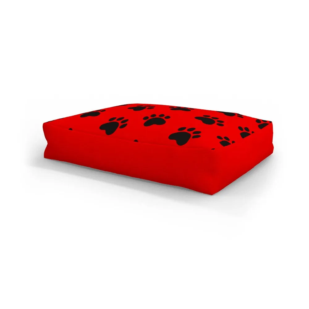 Pet Bed - Paws Red