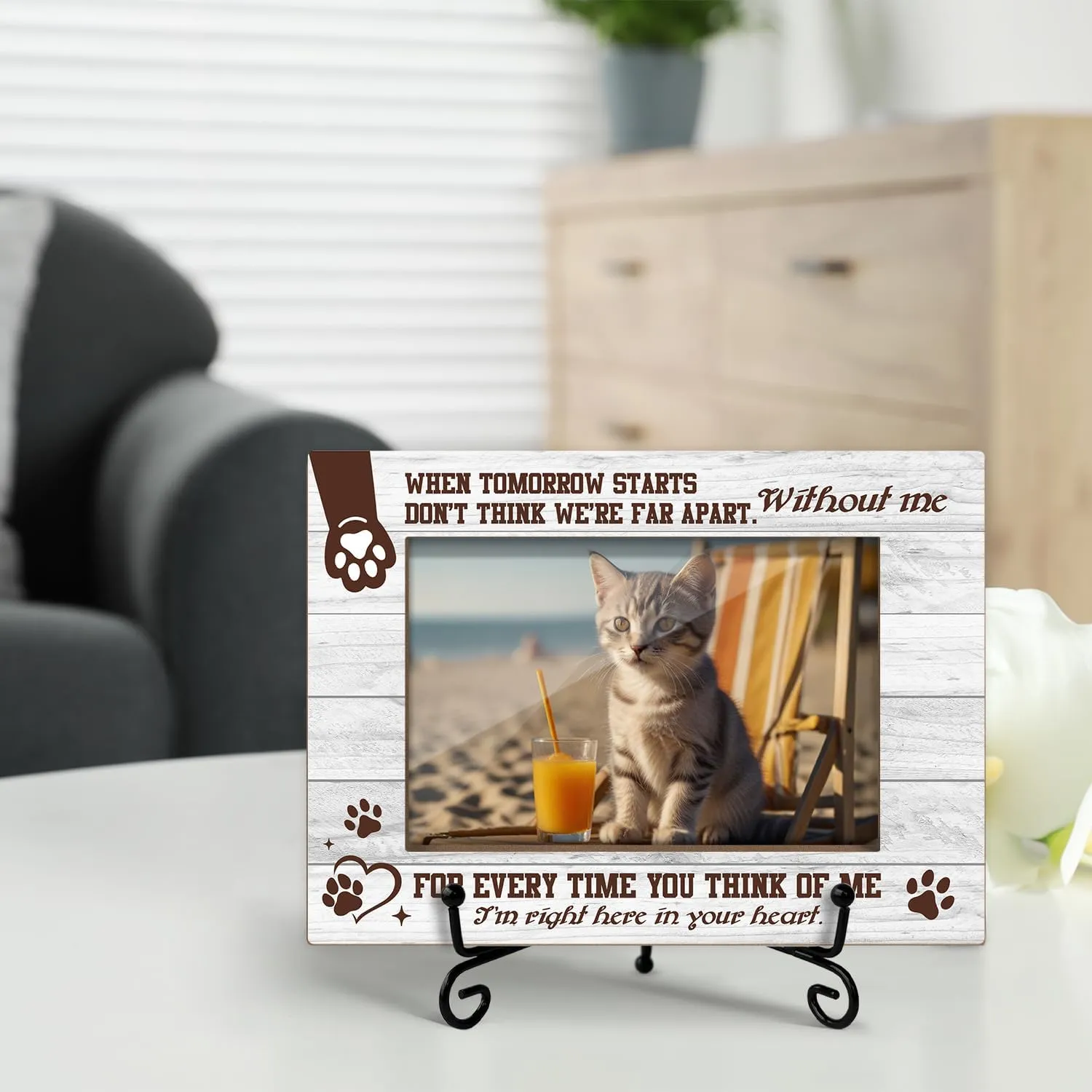 Pet Memory Picture Frame, Condolence Gifts Remembrance Sympathy Gifts for Dog Cat, Wooden Picture Frame with Stand, 4"x6" Photo Frame for Tabletop Display, Home Office Desk Decor Shelf Display/XK46