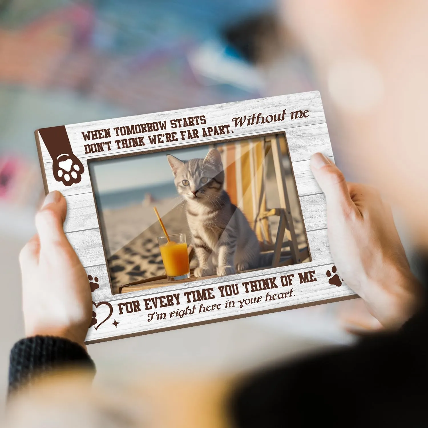 Pet Memory Picture Frame, Condolence Gifts Remembrance Sympathy Gifts for Dog Cat, Wooden Picture Frame with Stand, 4"x6" Photo Frame for Tabletop Display, Home Office Desk Decor Shelf Display/XK46