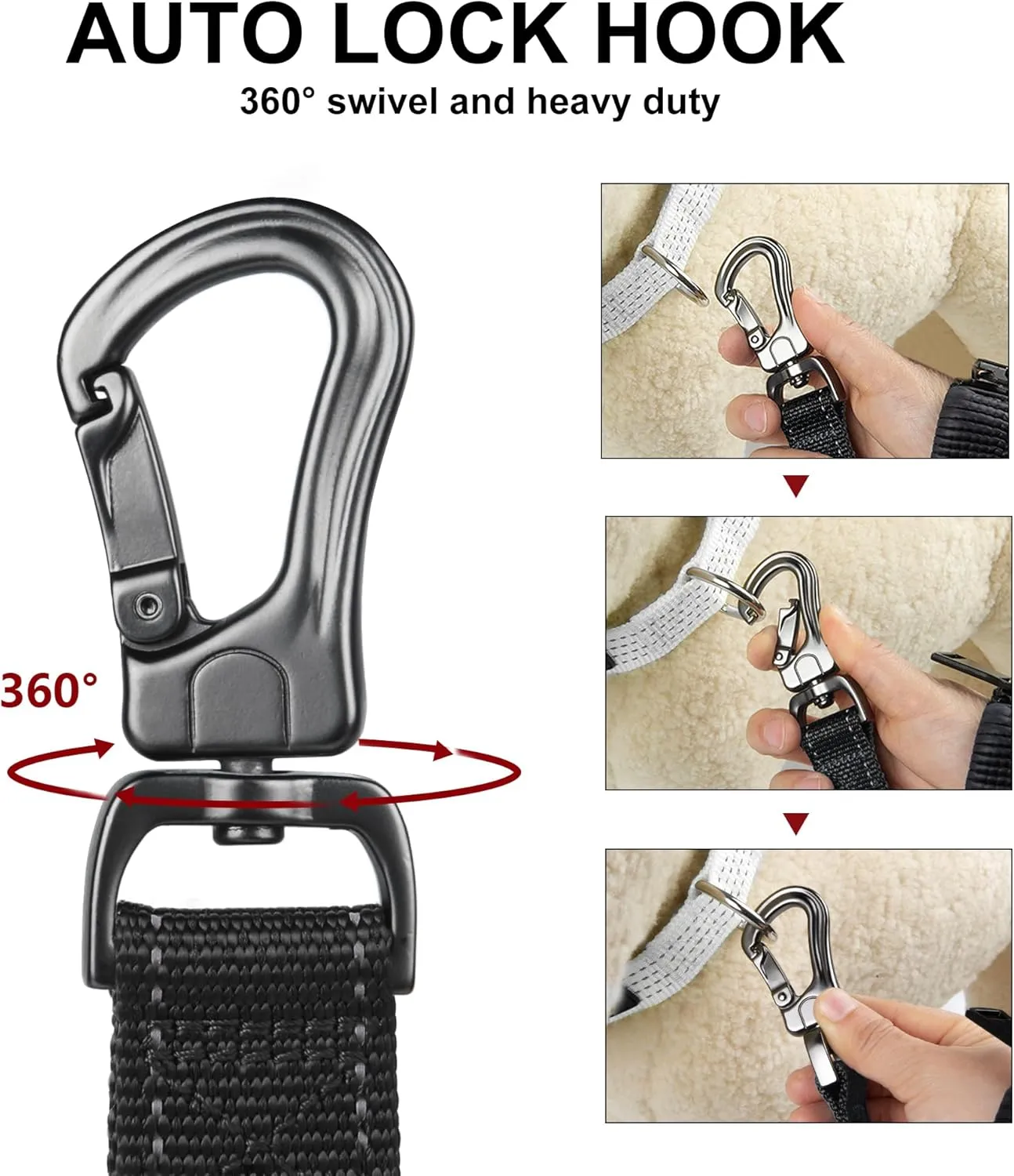 PetiFine 5FT Heavy Duty Dog Leash with Soft Padded Double Handle, Durable Strong Clasp Dog Leashes, Reflective Nylon Walking Lead for Large,Medium,Small Breed Dogs, Black