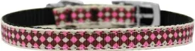 Pink Checkers Nylon Dog Collar with classic buckle 3-8" Size 8