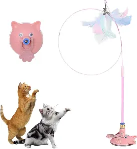 Puff Pet MeowMastery Toy, Upgrade Suction Cup Cat Toys for Indoor Cats, Cat Toys for Bored Indoor Adult Cats Wand Attachments (Pink)