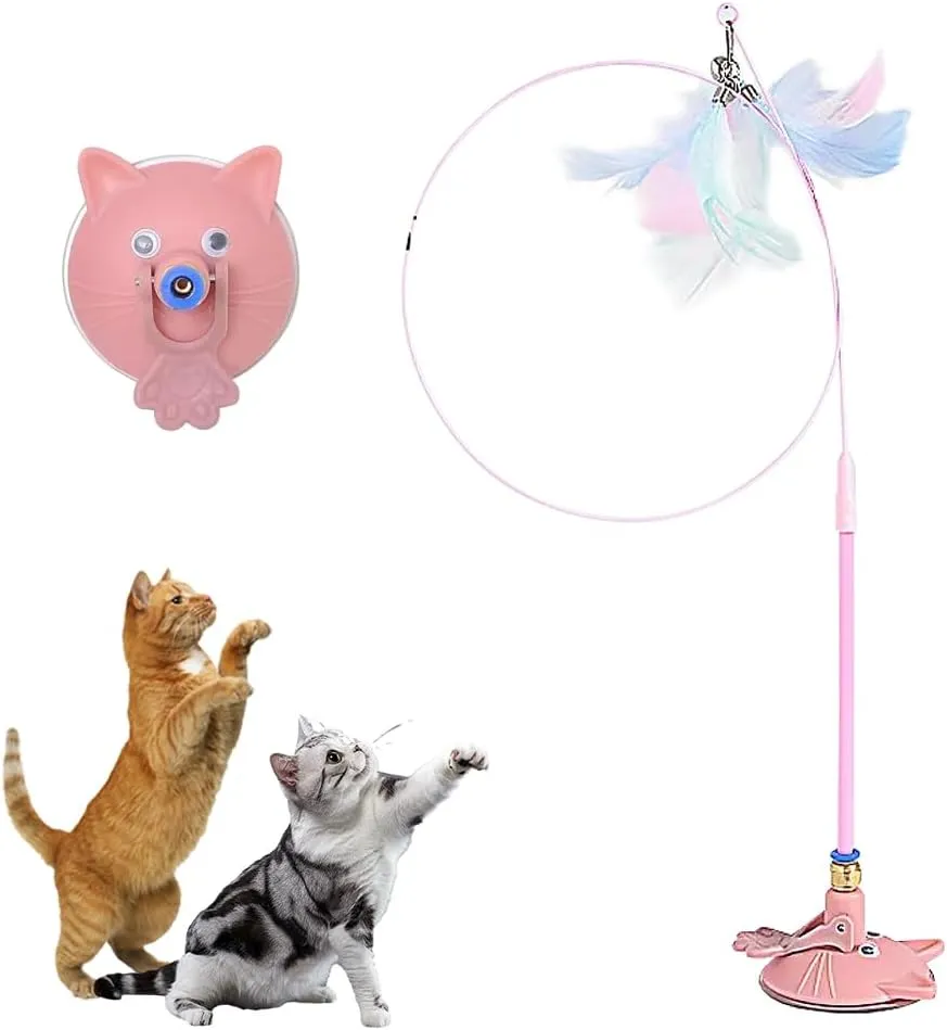 Puff Pet MeowMastery Toy, Upgrade Suction Cup Cat Toys for Indoor Cats, Cat Toys for Bored Indoor Adult Cats Wand Attachments (Pink)