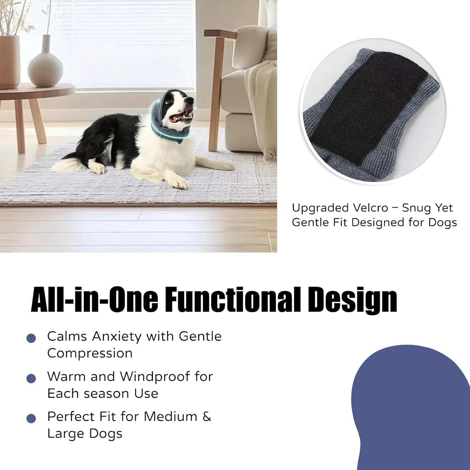 Quiet Ears for Dogs, Dog Calming Hoodie, Adjustable Dog Ear Muffs for Noise Protection, Ear Wrap Head Cover