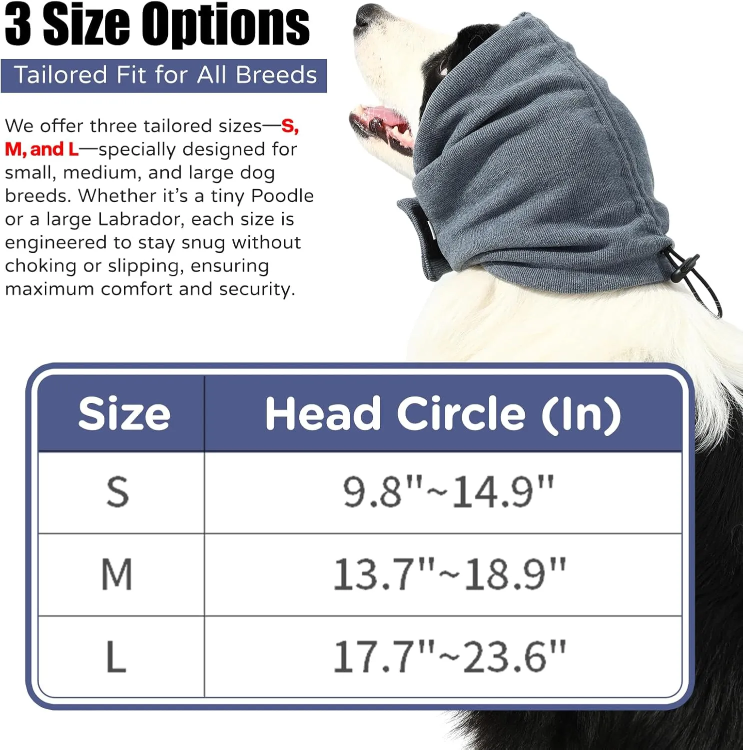 Quiet Ears for Dogs, Dog Calming Hoodie, Adjustable Dog Ear Muffs for Noise Protection, Ear Wrap Head Cover