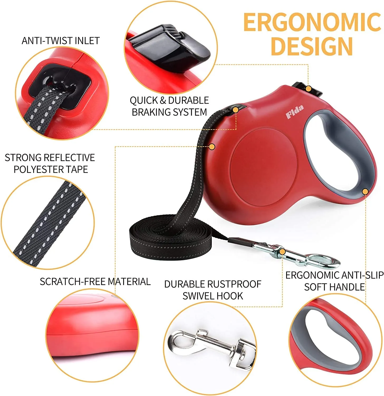Retractable Dog Leash with Dispenser and Poop Bags, 16 Ft Pet Walking Leash for Medium Dog or Cat up to 44 Lbs