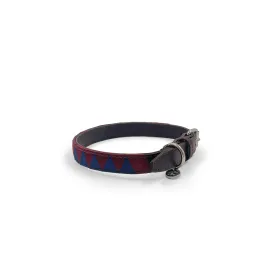 Sharktooth Dog Collar Leather - Navy & Burgundy