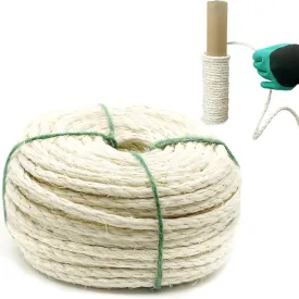 Sisal Rope for Cat Scratcher, Natural White 1/4" Sisal Rope with Cat Self Groomer & cat Ball, Perfect for Revamping Old Scratchers, Crafting Custom Cat Posts (66ft)