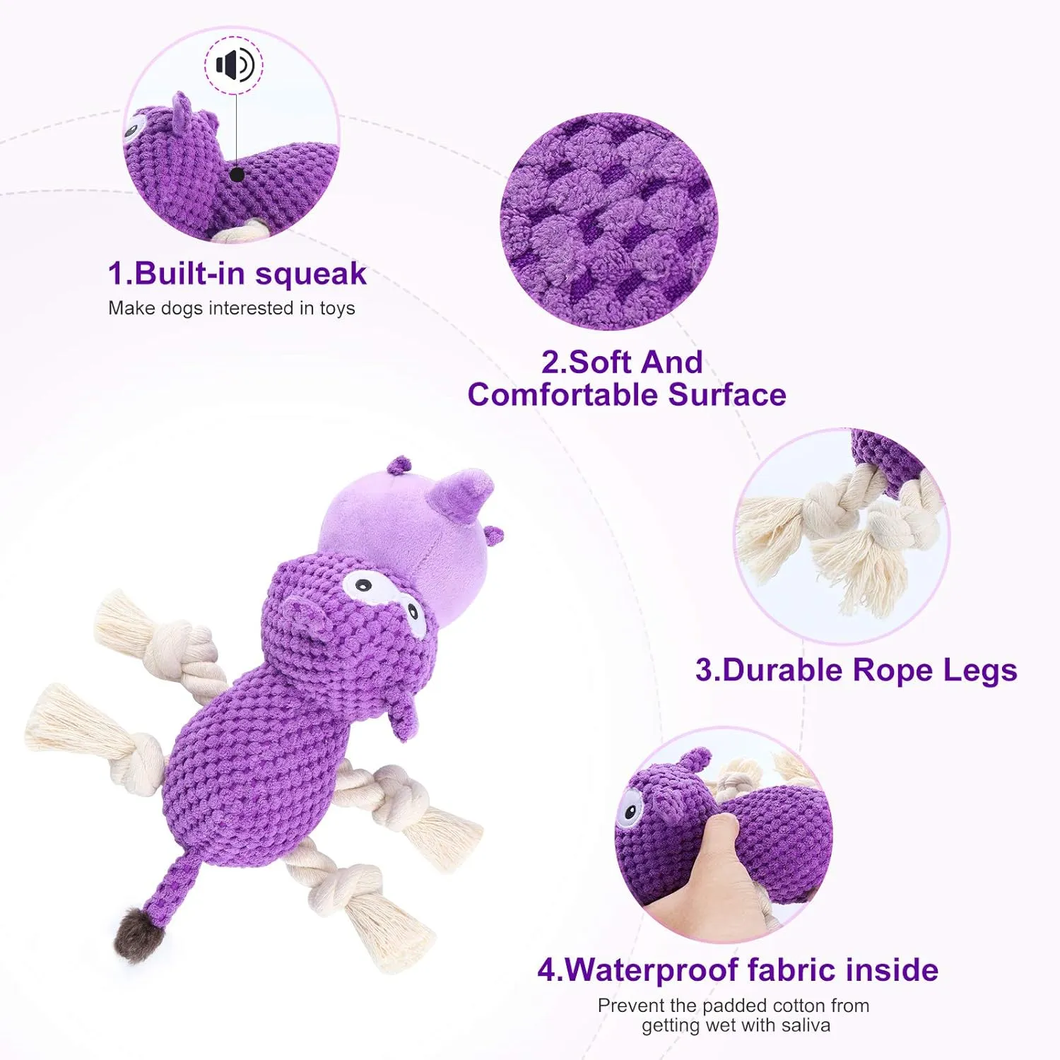 Squeaky Dog Toy - Plush Interactive Toy, Ideal for Large Dogs, Medium & Small Breeds, Aggressive Chewers & Puppies During Teething