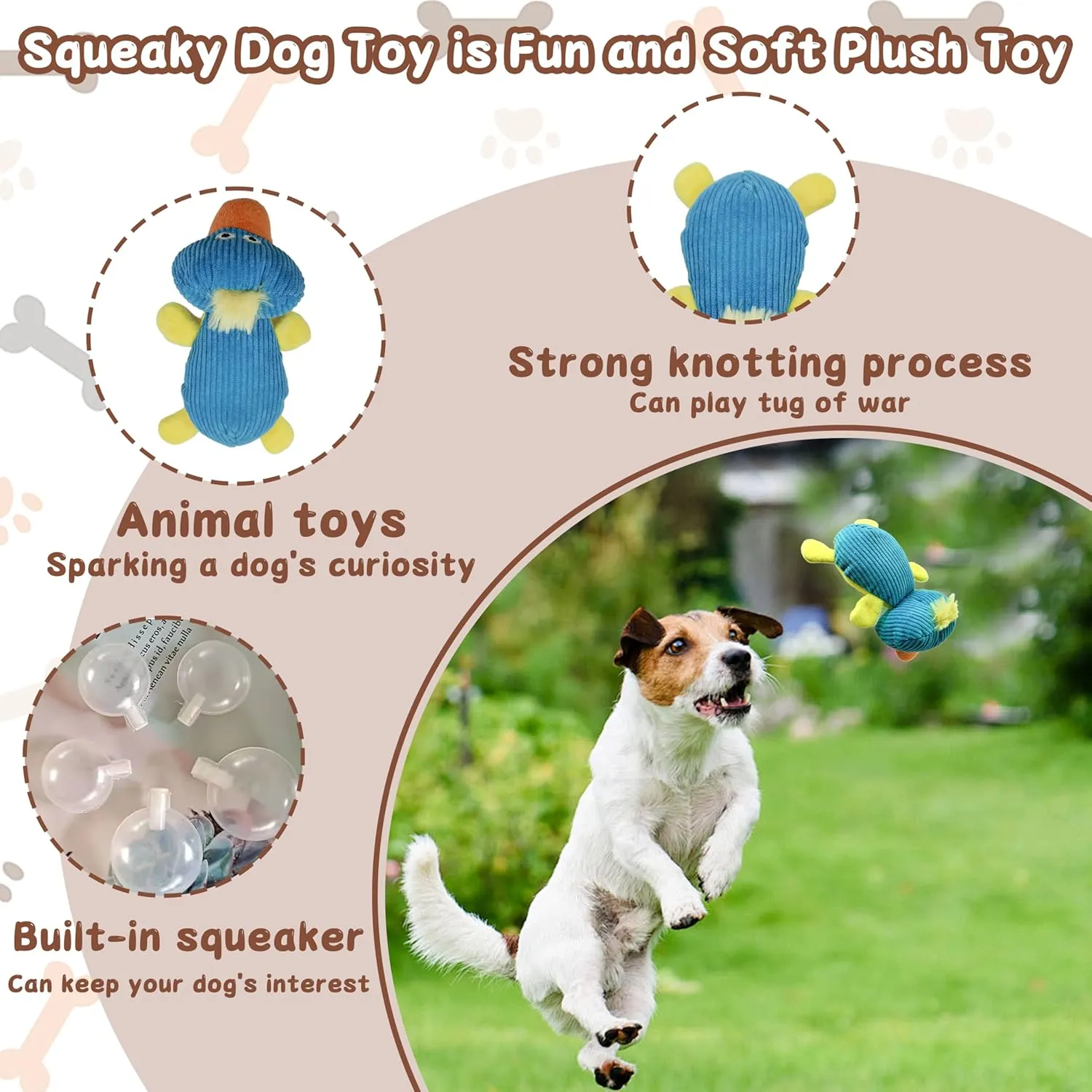 Squeaky Dog Toys to Keep Them Busy Squeaky Dog Toys with Soft Fabric, for Small and Medium Dogs for Daily Interaction, Companion Training 1Pcs (Blue Duck)