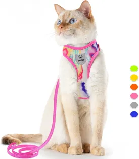 Supet Cat Harness and Leash Set Stylish Escape Proof Cat Vest Harness Adjustable Breathable Pet Leash with Reflective Trim
