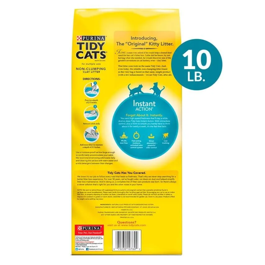 Tidy Cats Non Clumping Instant Action Immediate Odor Control Cat Litter (10-lb)