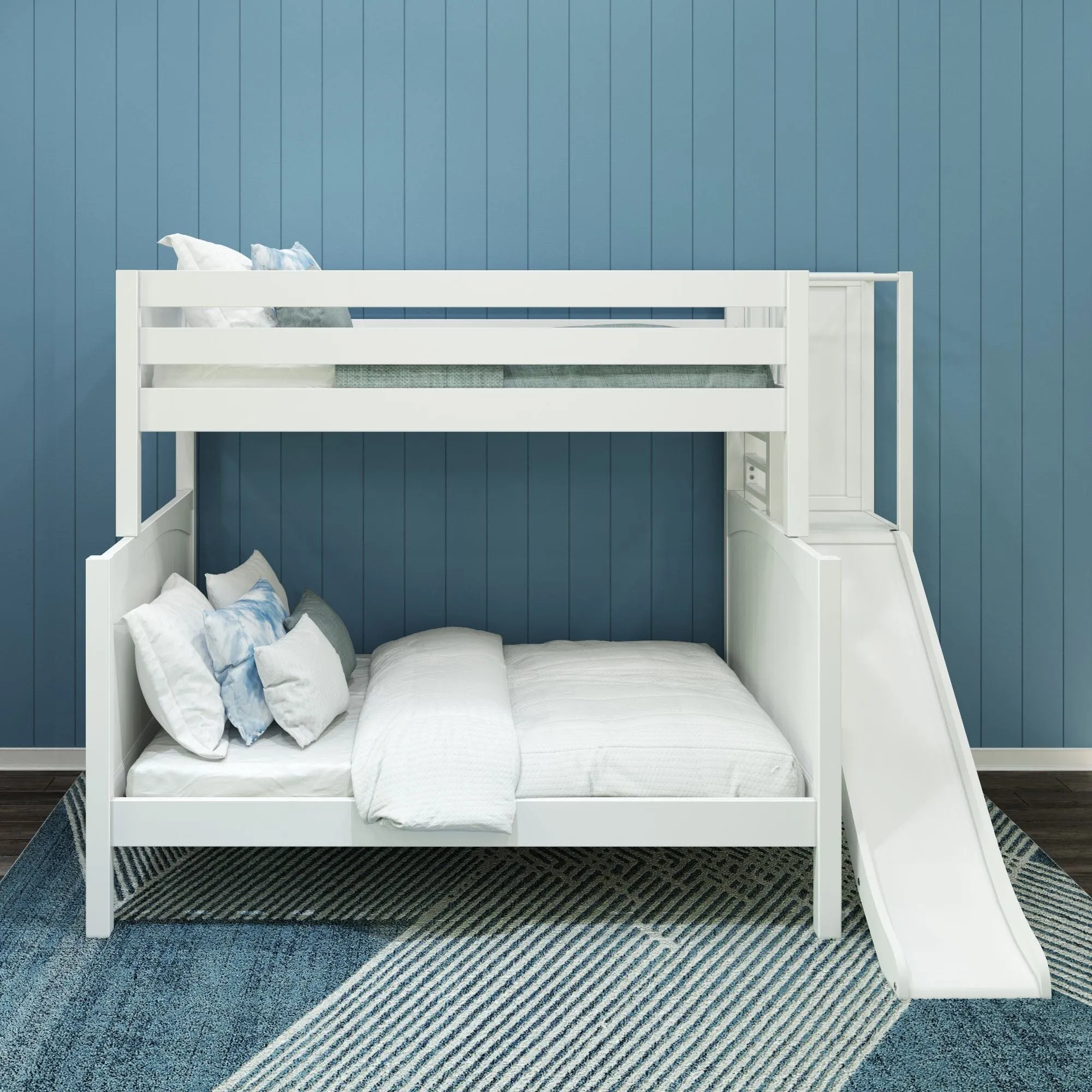 Twin over Full High Bunk Bed with Slide Platform