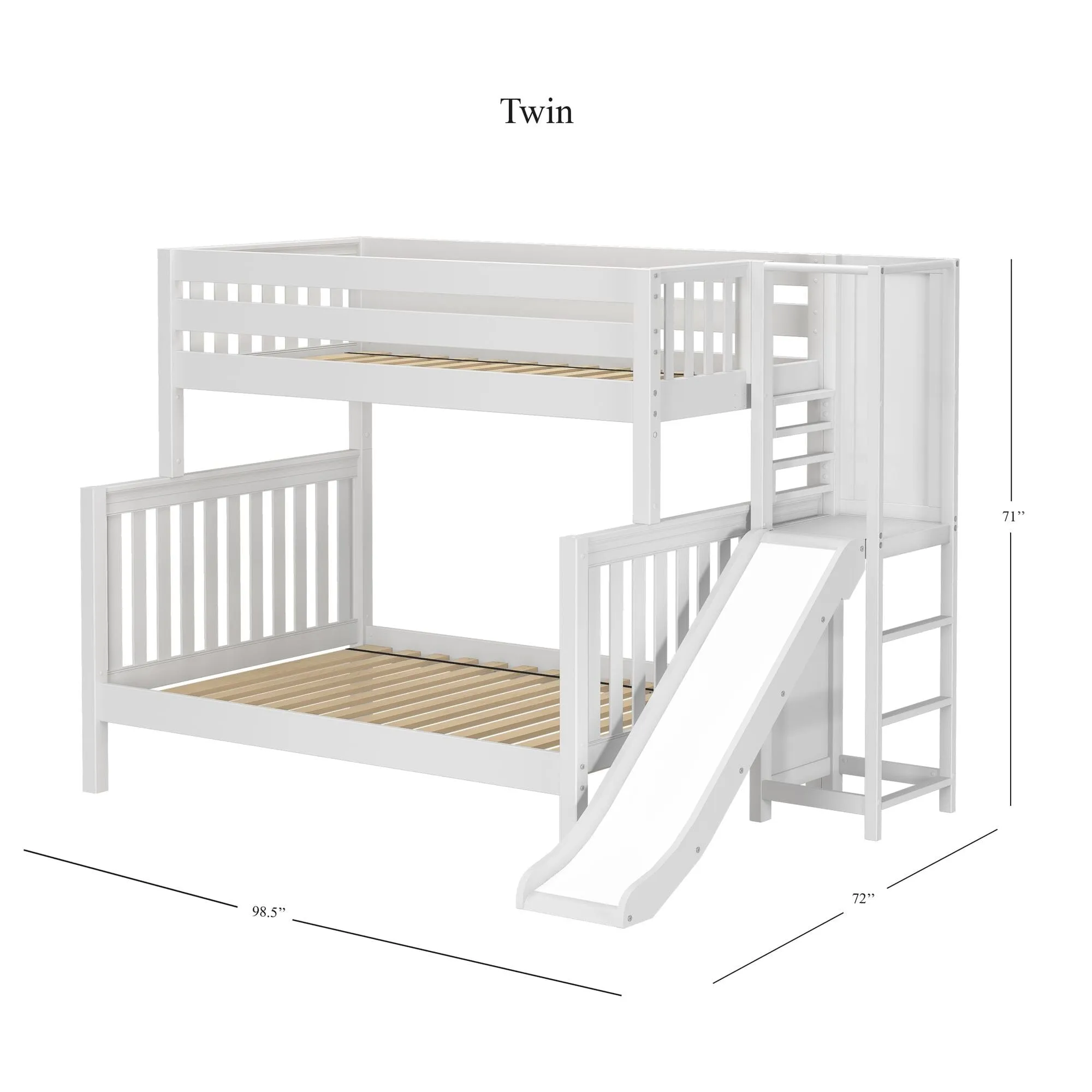 Twin over Full High Bunk Bed with Slide Platform