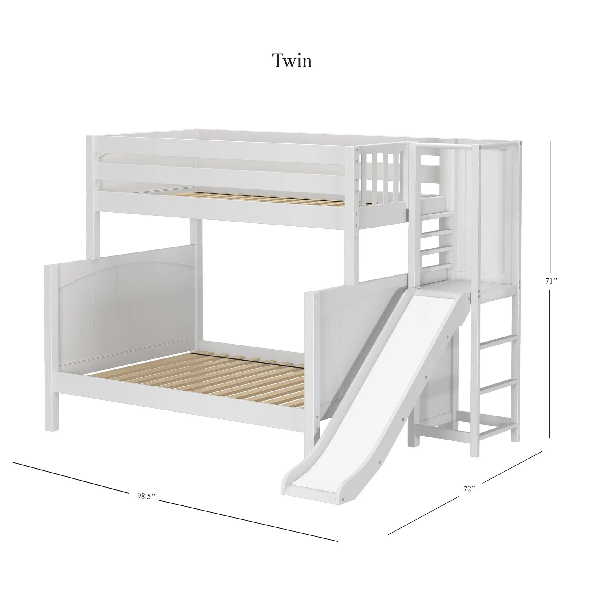 Twin over Full High Bunk Bed with Slide Platform