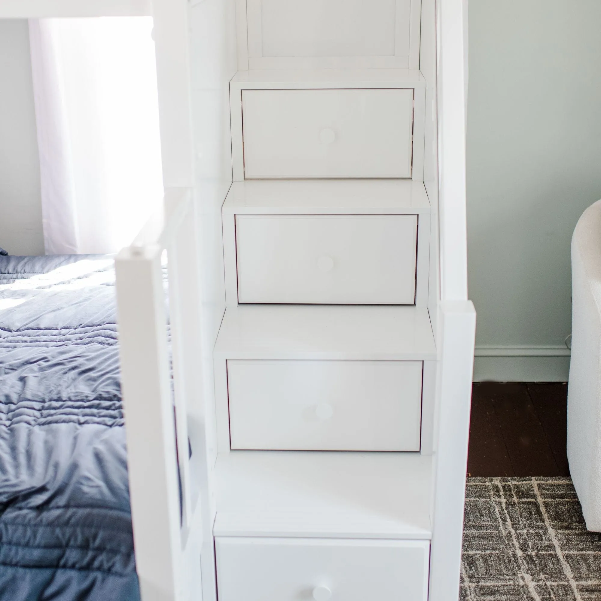 Twin over Full High Bunk Bed with Stairs